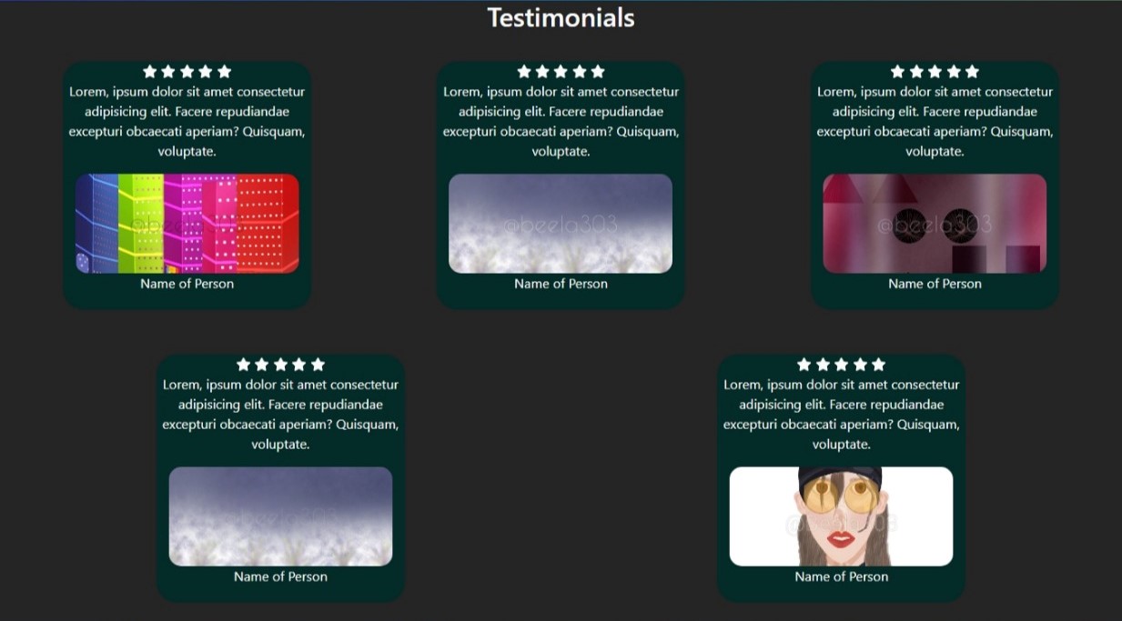 E-commerce website's testimonials